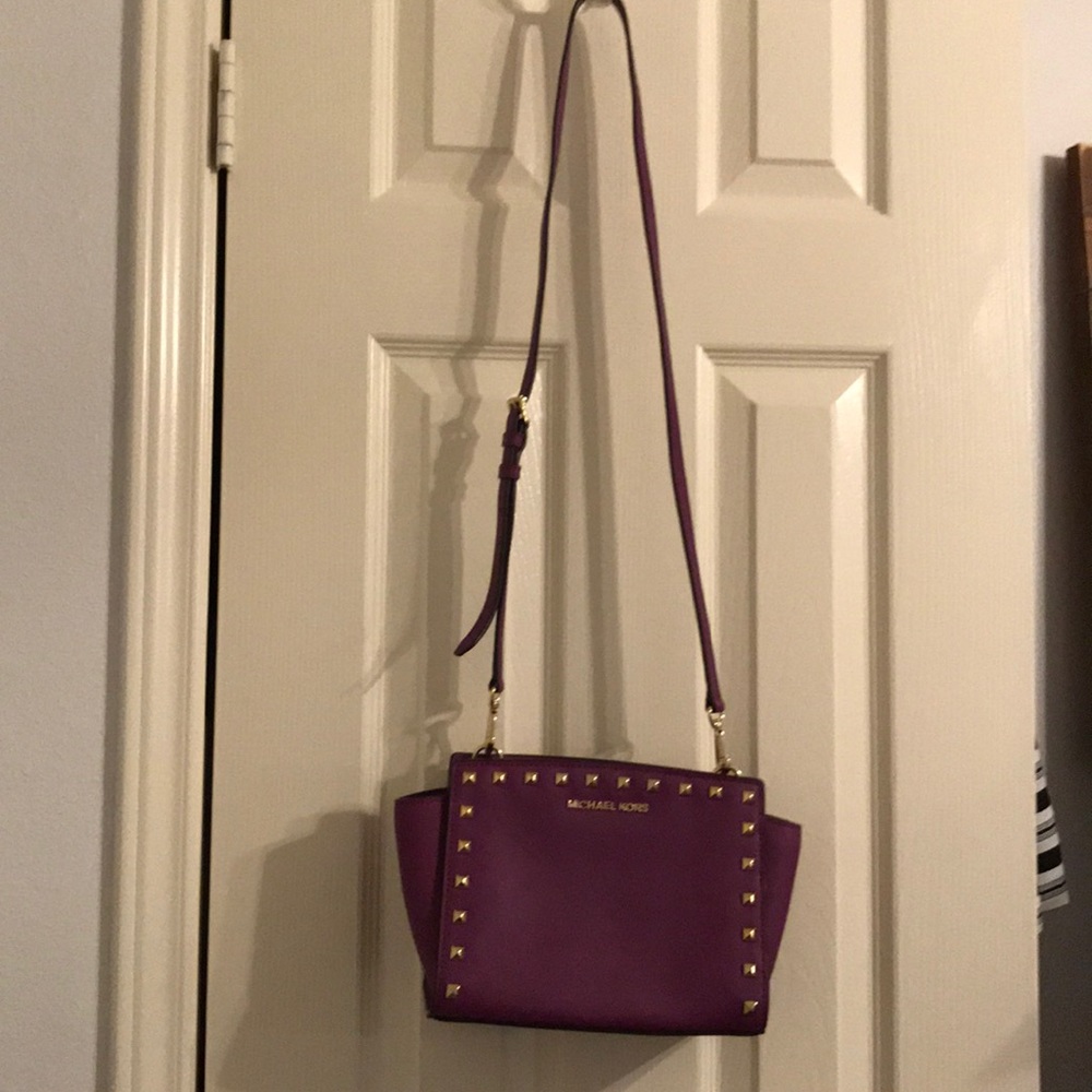 Michael Kors studded Selma crossbody bag.